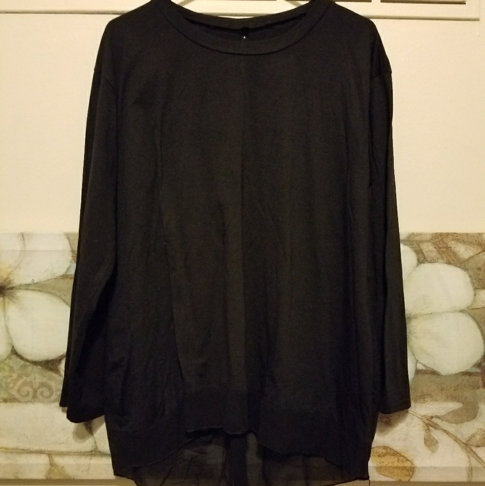 Boutique mixed material back button top xl nwot